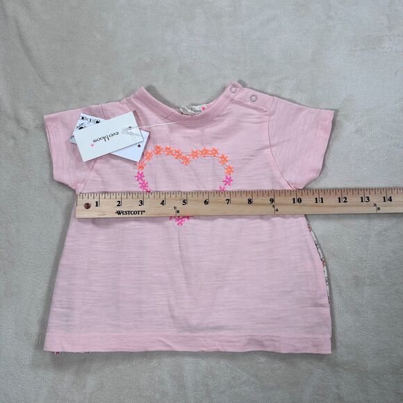 Everbloom Baby 6 Months Pink Embroidered Flower Heart Billy Tee Shirt New - Picture 9 of 9